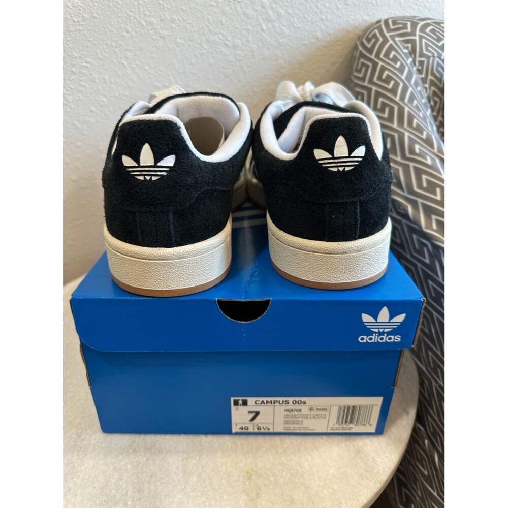 adidas Unisex Black & White Suede Campus Sneakers NWT (M7 / W8) - Picture 5 of 6